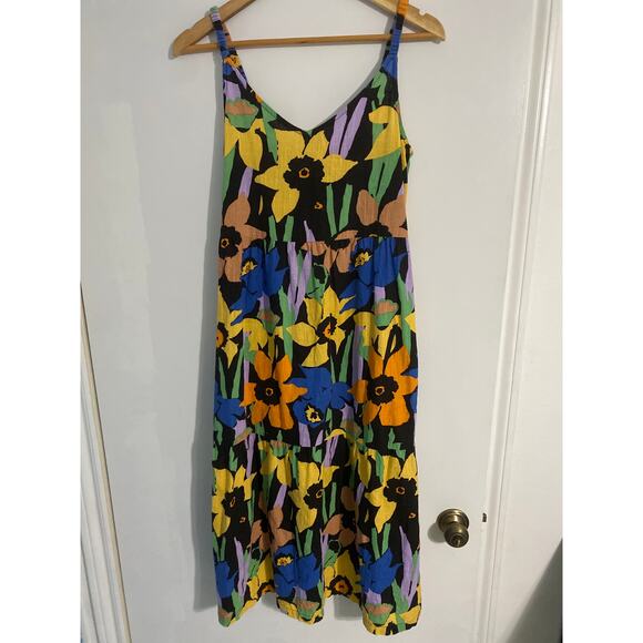 Roxy tiered midi dress women’s size S colorful floral peasant beachy - Picture 1 of 6